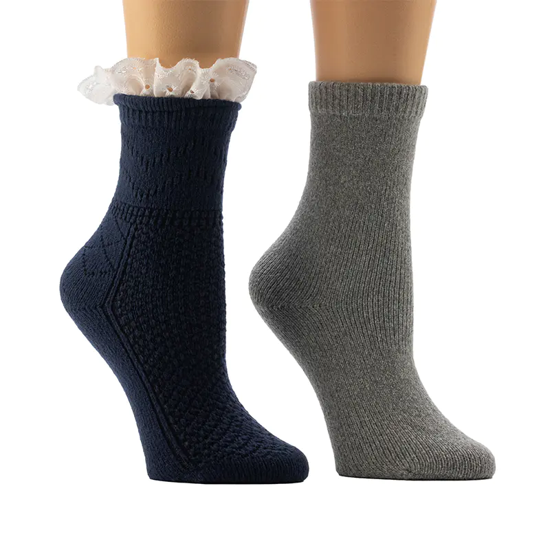 Dámske čižmy s textúrou/plochým úpletom Crochel Lace Cozy Home Socks